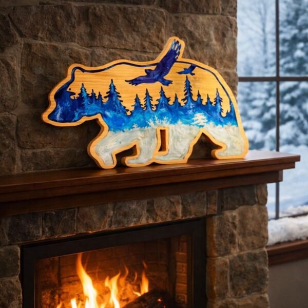 neldi art gallery product Blue Bear Cut Out Resin Concept