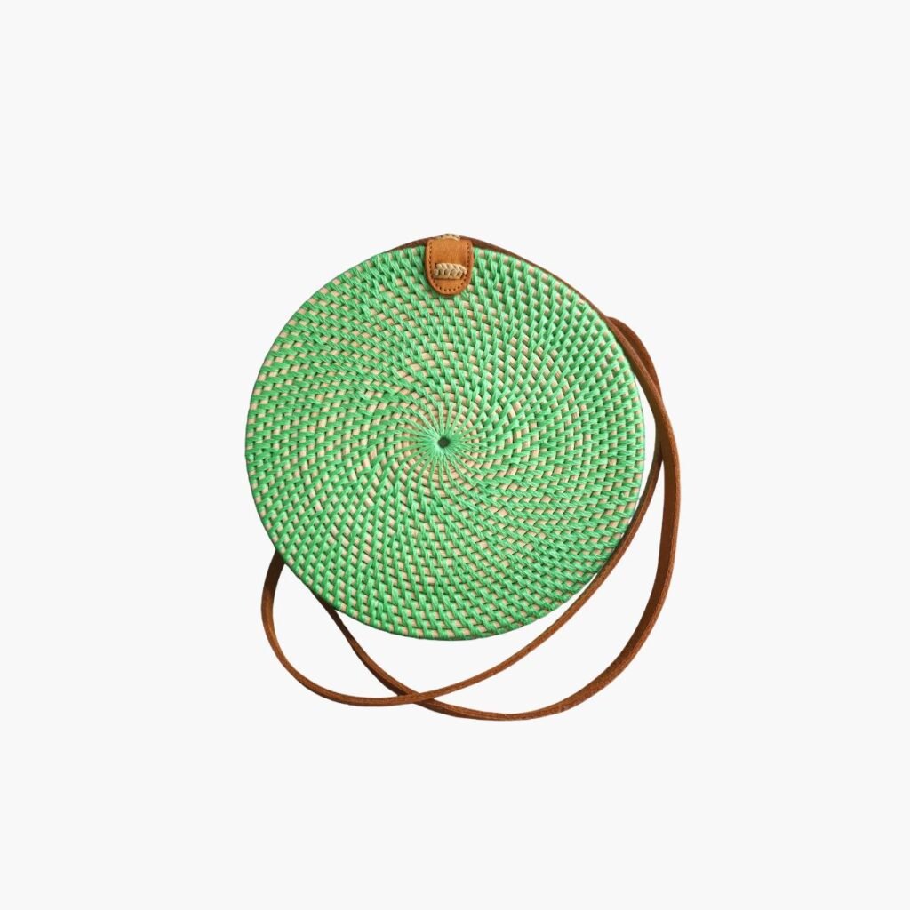 Neldi Art Gallery - Vibrant Green Rattan Bag
