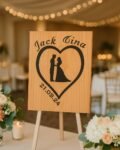 Neldi Art Gallery - Product, Engraved Couple Silhouette with Names & Date on Wood