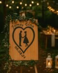 Neldi Art Gallery - Product, Engraved Couple Silhouette with Names & Date on Wood