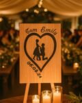 Neldi Art Gallery - Product, Engraved Couple Silhouette with Names & Date on Wood