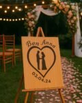 Neldi Art Gallery - Product, Engraved Couple Silhouette with Names & Date on Wood