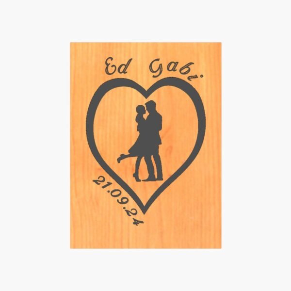 Neldi Art Gallery - Product, Engraved Couple Silhouette with Names & Date on Wood