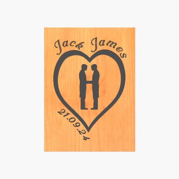 Neldi Art Gallery - Product, Engraved Couple Silhouette with Names & Date on Wood