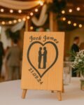 Neldi Art Gallery - Product, Engraved Couple Silhouette with Names & Date on Wood
